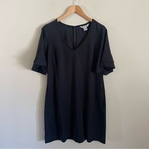 Tommy Bahama Ruffle Sleeve V-Neck Mini Dress Black Size Small